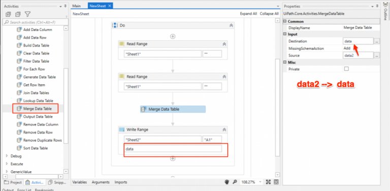 UiPath Merge Data Table - GooCoder